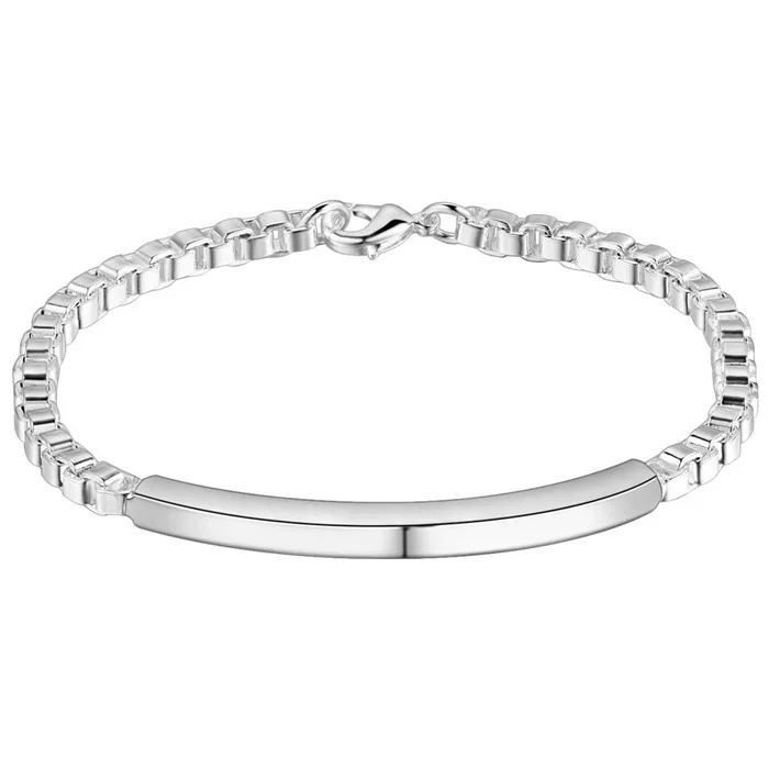 100% цельный браслет-цепочка из настоящего серебра 925 пробы для женщин и девушек 21