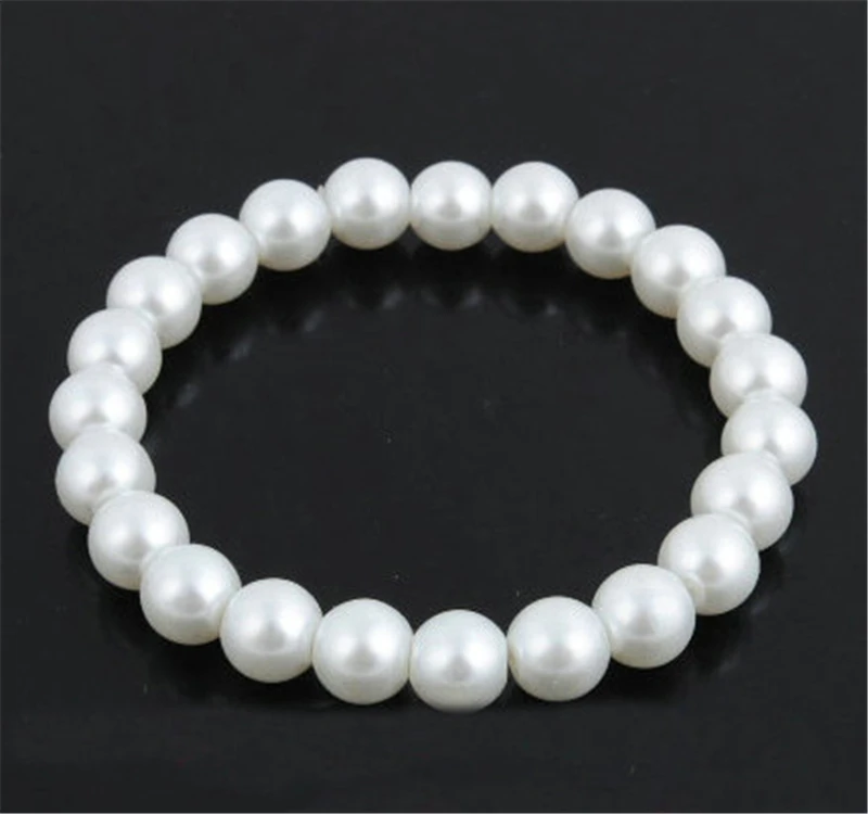 

Charmhouse Pearl Bracelets For Women 8mm Simulated Pearl Chain Elastic Bracelet Pulseira Wristband Fashion Jewelry Accessories