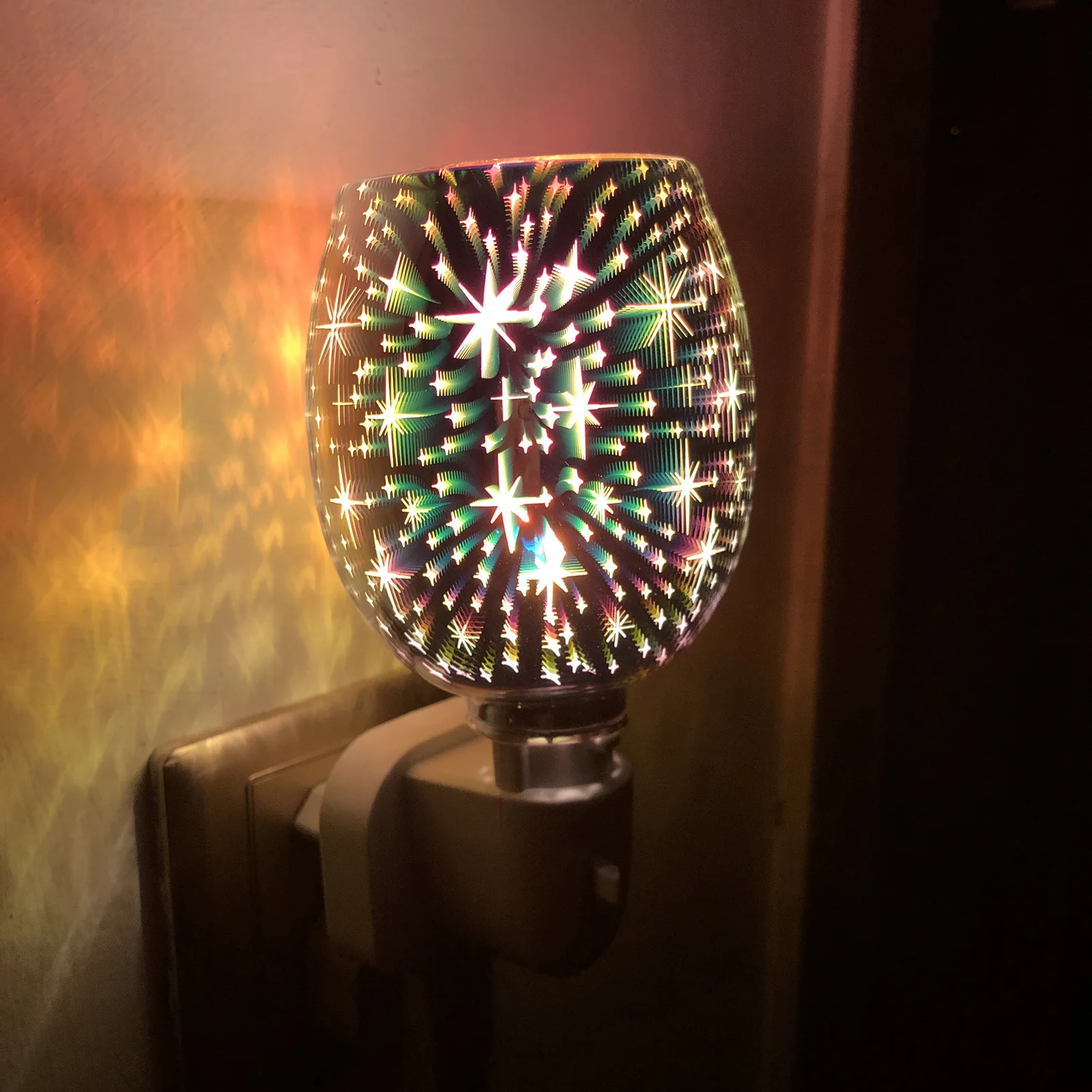 

Newest 3D Glass Night Light Electric Oil Warmer Wax B-urner Home Office Incense Oil Warmer Aroma Decorative Night Lamp