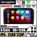 Автомагнитола 2 Din, 8 + 128 ГГц, QLED, Wi-Fi, Android 11, для Volvo S80 2004 2005 2006, мультимедийный видеоплеер, GPS-навигация, без DVD