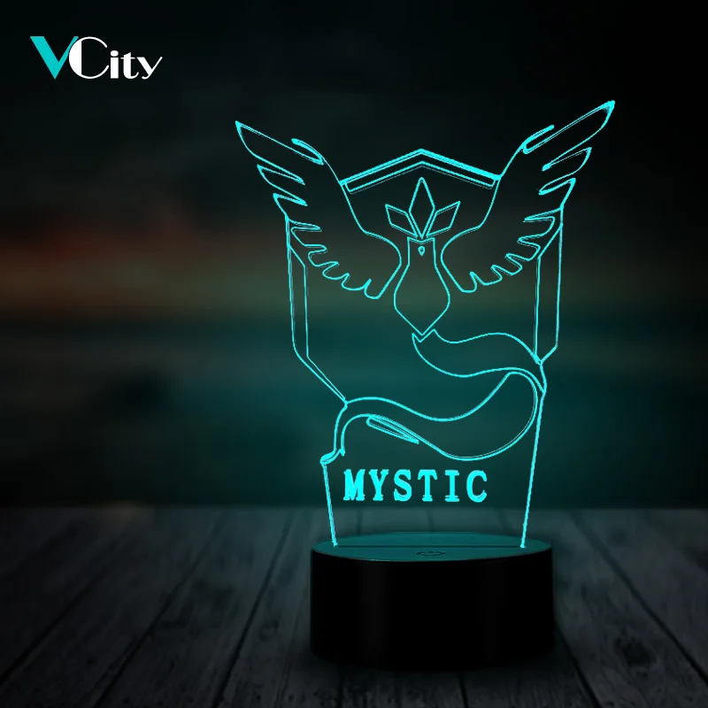 VCity Покемон логотип 3D лампа 7 цветов Изменение Ночная абстрактная акриловые