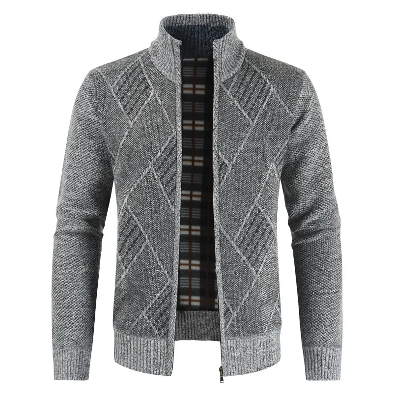 

Men's Cardigan Winter Thick Business Casual Sweater Coat Men 2021 Slim Fit Knitted Outwear Plaid Warm Sweater Jumper Men Cloth