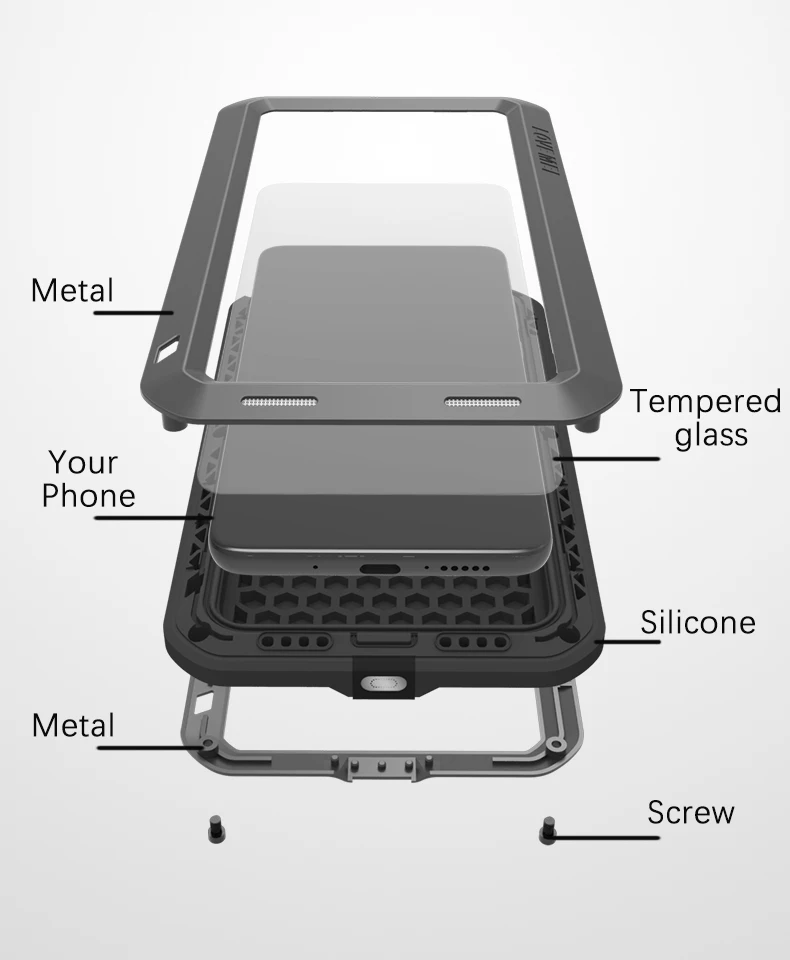 Мощный металлический водонепроницаемый чехол Love Mei для Huawei Mate 20 Lite/Huawei Pro/Huawei