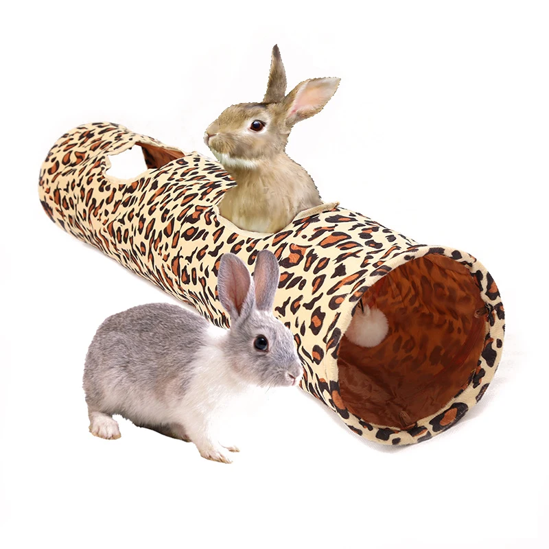 

Collapsible Pet Tunnel Rabbit Play Tube Cat Kitten Dogs Bunnies Play Toy Tube Fun Space-Saving Nontoxic Leopard Print Crackle