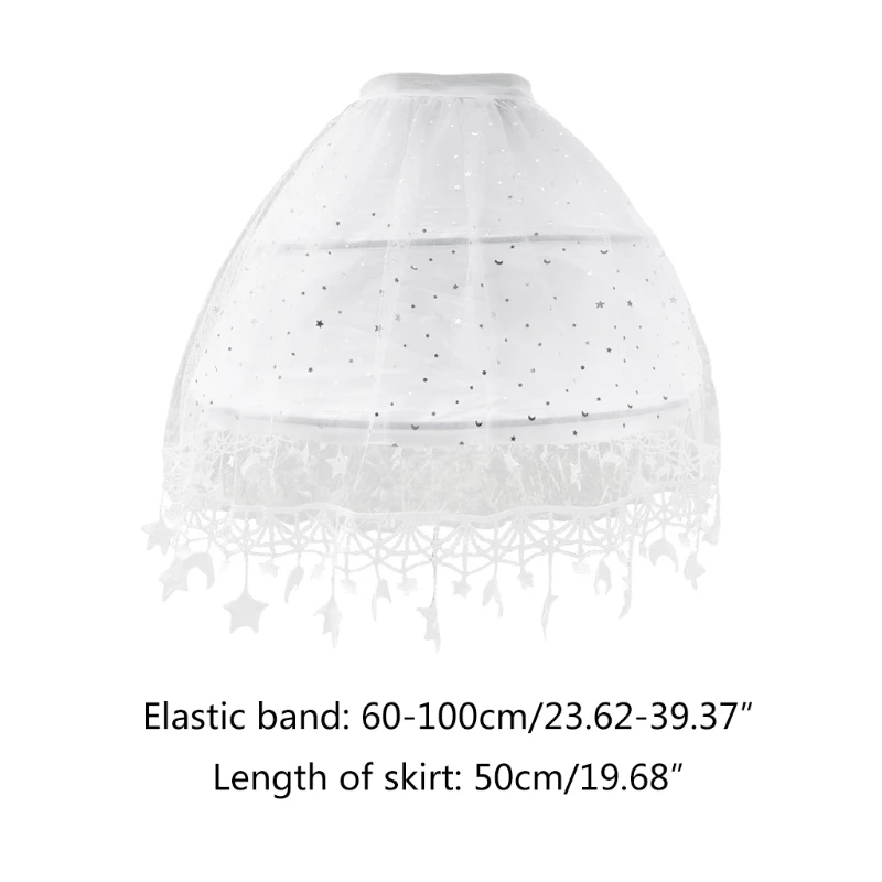 

Женская белая Тюлевая Нижняя юбка в стиле "Лолита", Нижняя юбка с бахромой и подолом в виде милой Луны и звезды, регулируемое нижнее белье с 2 ...