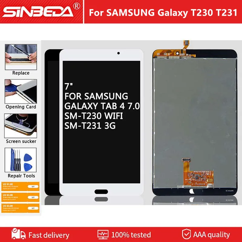 

For SAMSUNG Galaxy T230 T231 LCD Touch Screen With Frame Digitizer For Samsung Galaxy Tab 4 7.0 SM-T230 SM-T231 Tablet Display