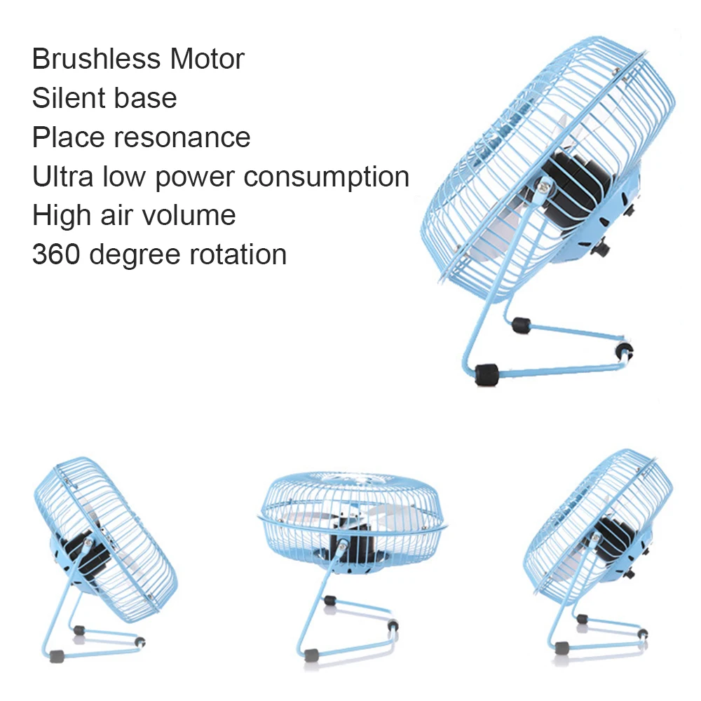 

2021 New Desktop Wrought Iron Mute Fresh Air Portable USB Charging Fan Cooler Outdoor Travel Hand Fan For Home Office Dormitory