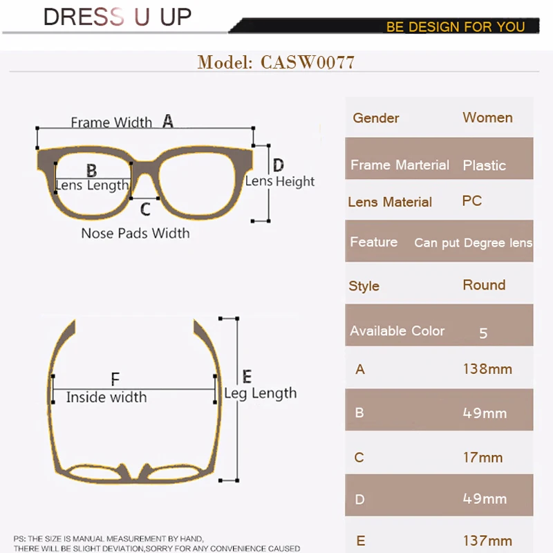 Dressuup милая стильная Винтаж Очки Для женщин Рамка круглые очки оптический Óculos
