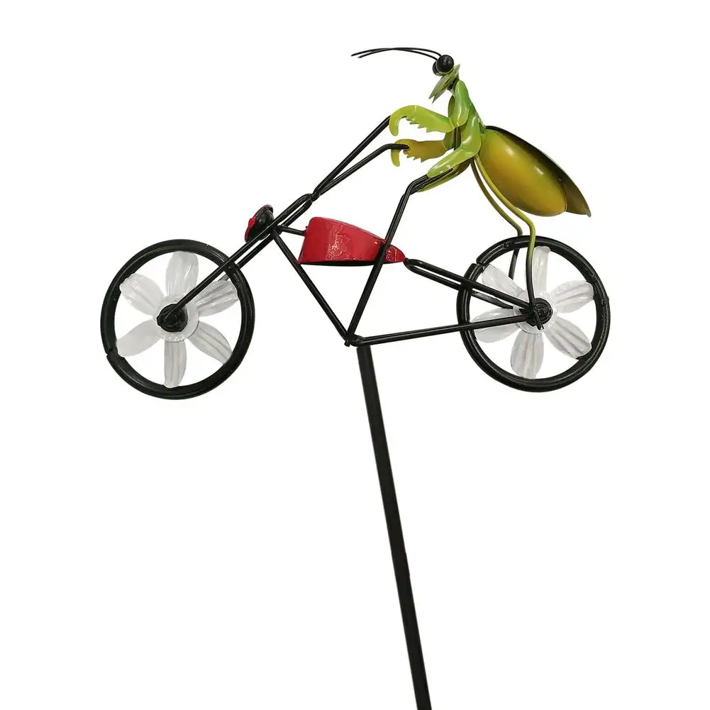 

Wholesale Vintage Bicycle Metal Wind Spinner Animal Bike Windmill Metal Stake Frog Riding Motorcycle For Home Garden Decor