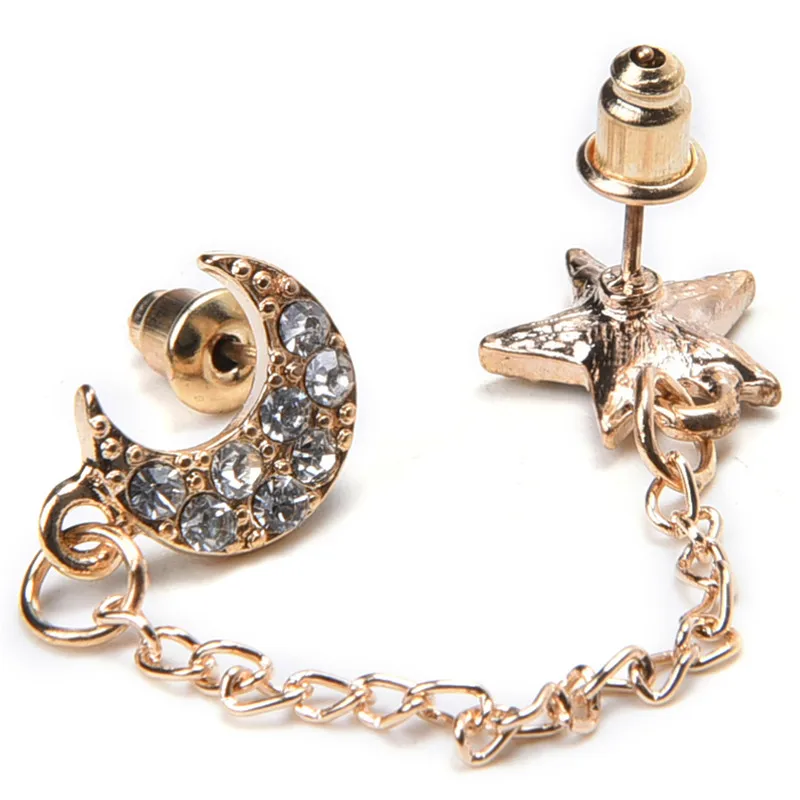 

Version Of Jewelry Earrings Moon Star Shaped Fashion Long Earrings Chain Metal Texture Earrings Wholesale