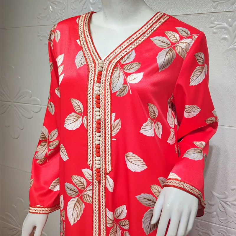 Abaya Muslim Women's Arab Dubai Print Robe Dress Femme Moroccan Fashion Elegant Long Dresses