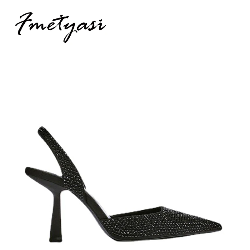 2022 летние женские сандалии с золотыми кристаллами и острым носком туфли на