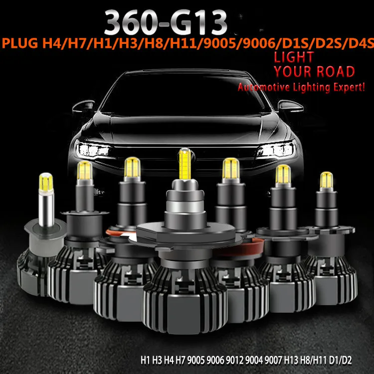 

2 Ampoules Auto Car H7 H4 Led bulbs 120w 8 sides CSP Chip Auto headlights H7 H11 H8 9005 9006 H1 9012 D2S D4R Automobiles lamps