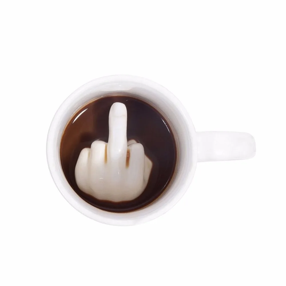 Оптовая продажа креативная белая чашка в стиле среднего пальца новинка для