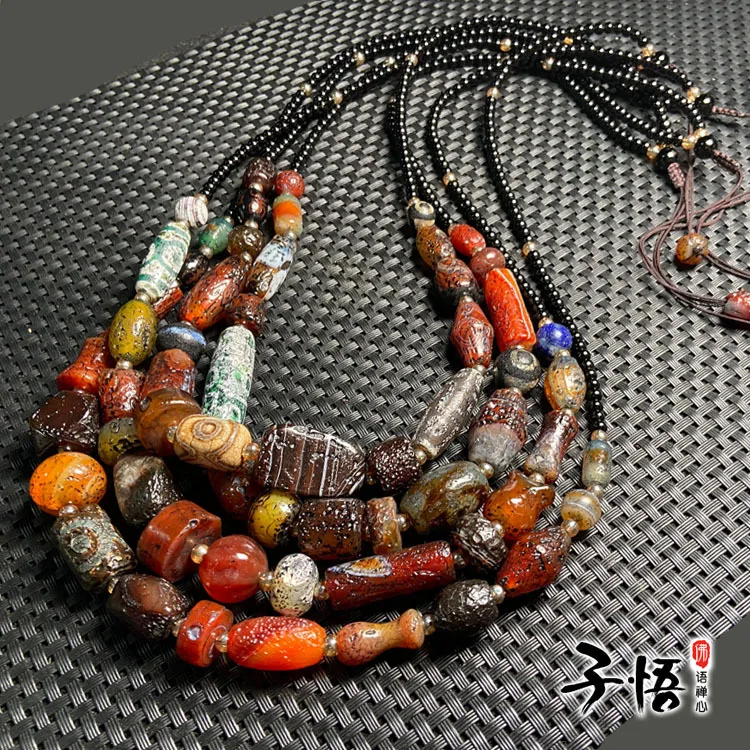 

Natural Weathering Old Agate Ancient Bead Necklace China necklace for women