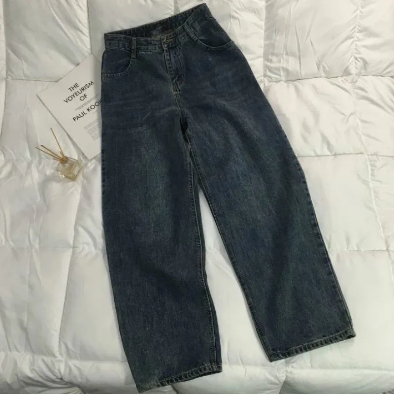 

Jeans Women Simple Straight Korean Style Students Streetwear High Waist Vintage Chic Casual Full-length All-match Trendy New Ins