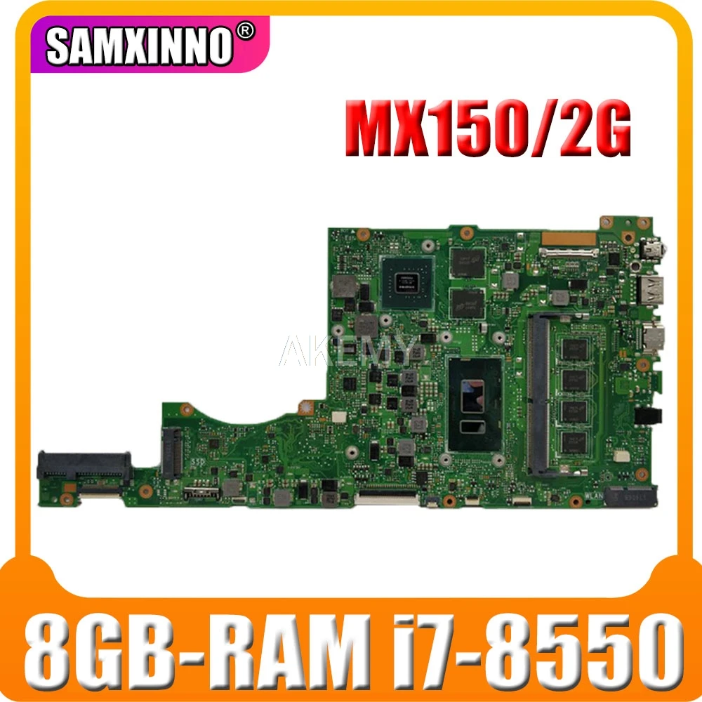 X411UN материнская плата для For Asus X411 X411U X411UA ноутбука протестированная W/ 8GB RAM i7 8550 CPU