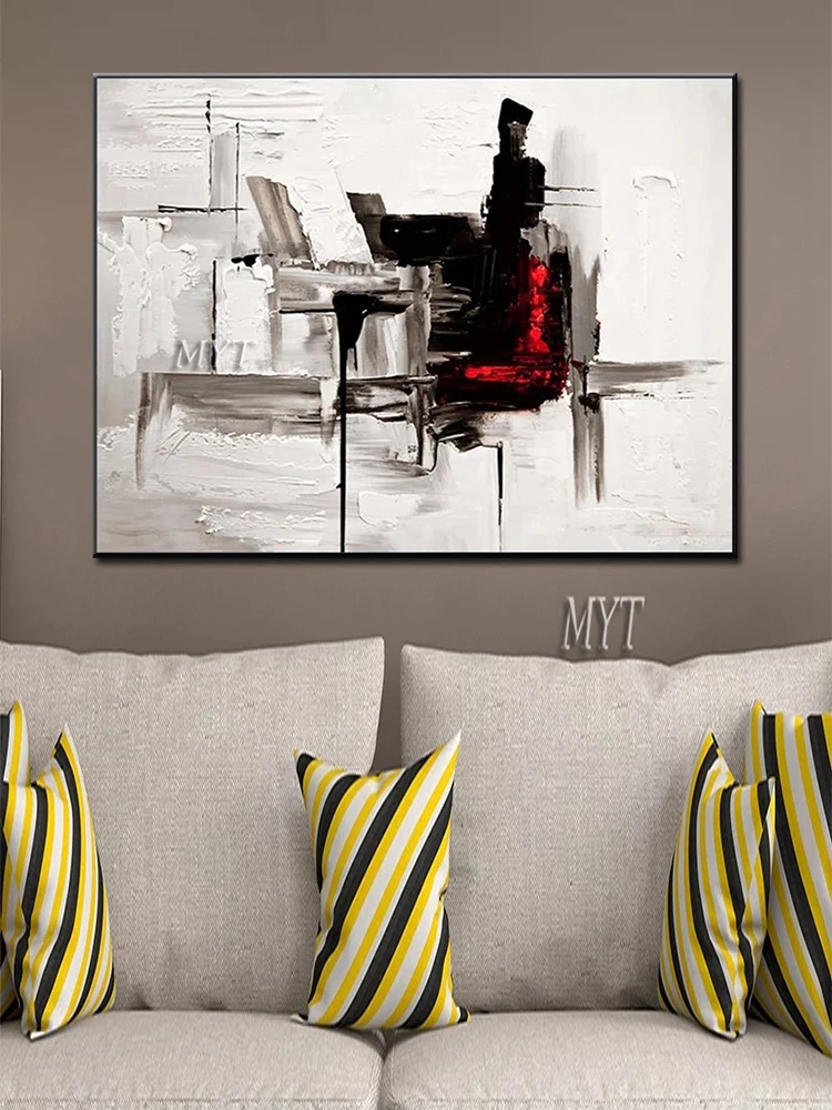 Черная Толстая текстурированная масляная живопись 100% ручная роспись настенное