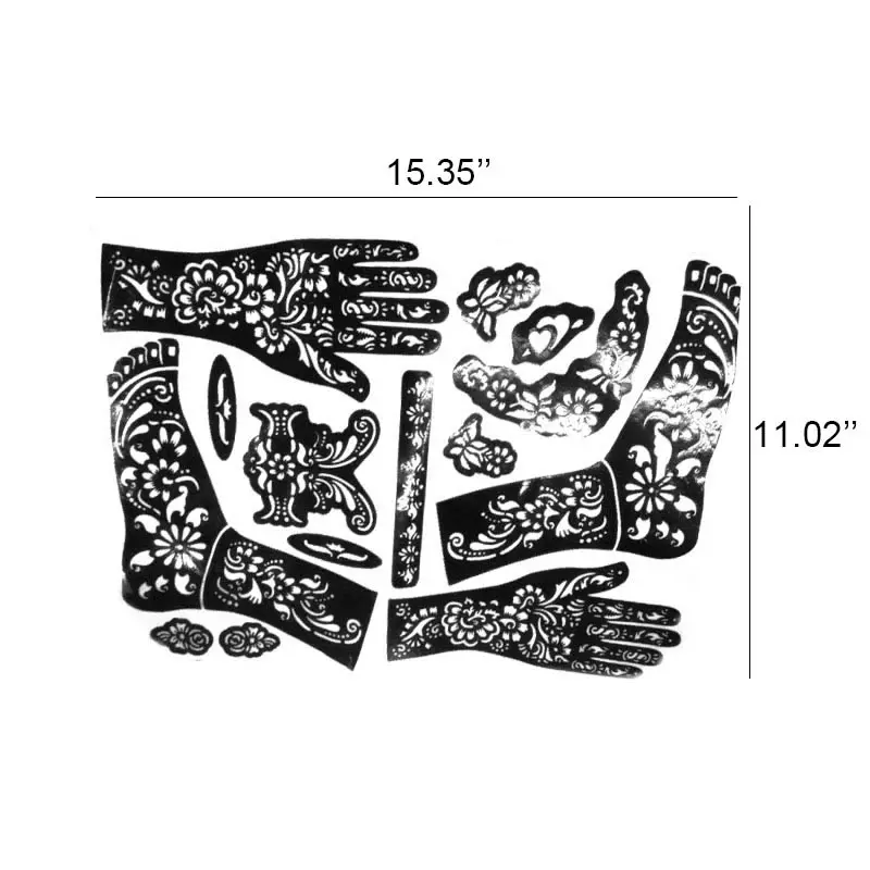 Новый популярный индийский шаблон Mehndi с ручной ногой хной окрашенный трафарет