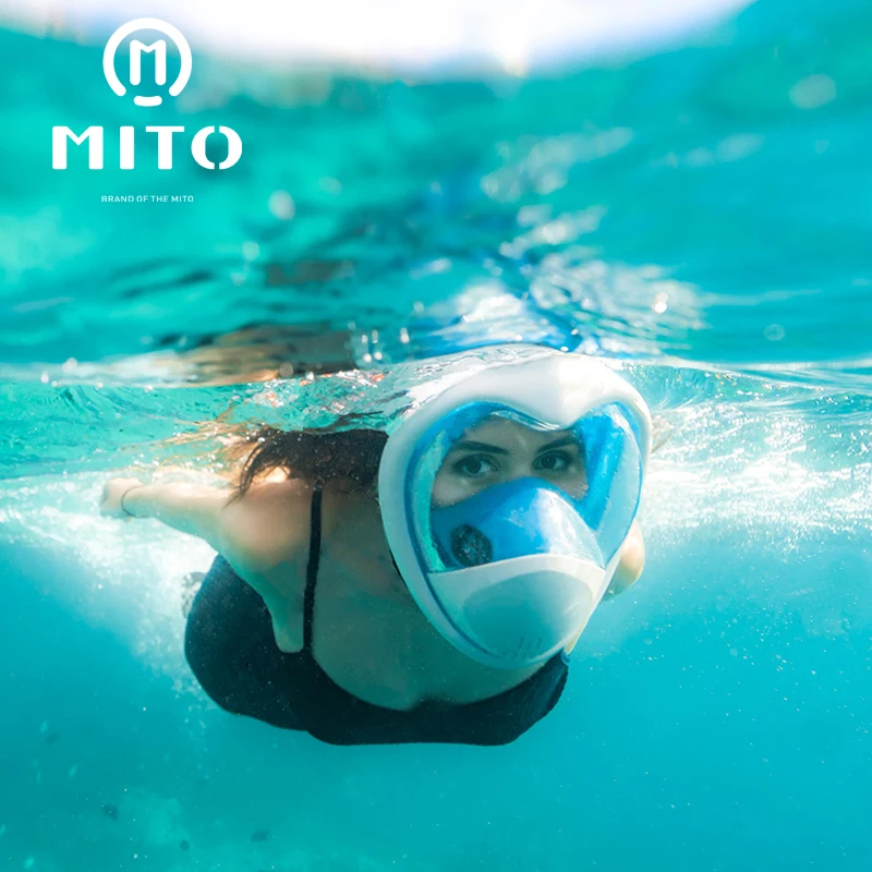 Маска для подводного плавания с полным лицом панорамным видом анти туман защитой