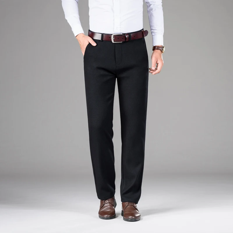 

NIGRITY 2019 New Spring Men's Fashion Business Casual long Pants male Elastic Straight formal Trousers plus big Size 28-Size 44