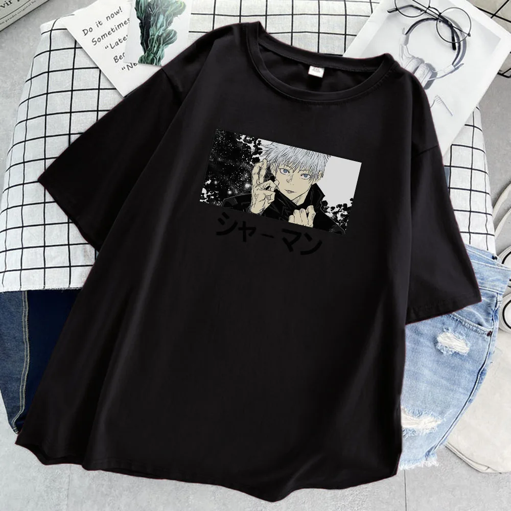 Женская футболка Satoru Gojo Umlimited Void, свободная уличная одежда в стиле хип-хоп, модные топы, белая и черная футболка, лето 2021