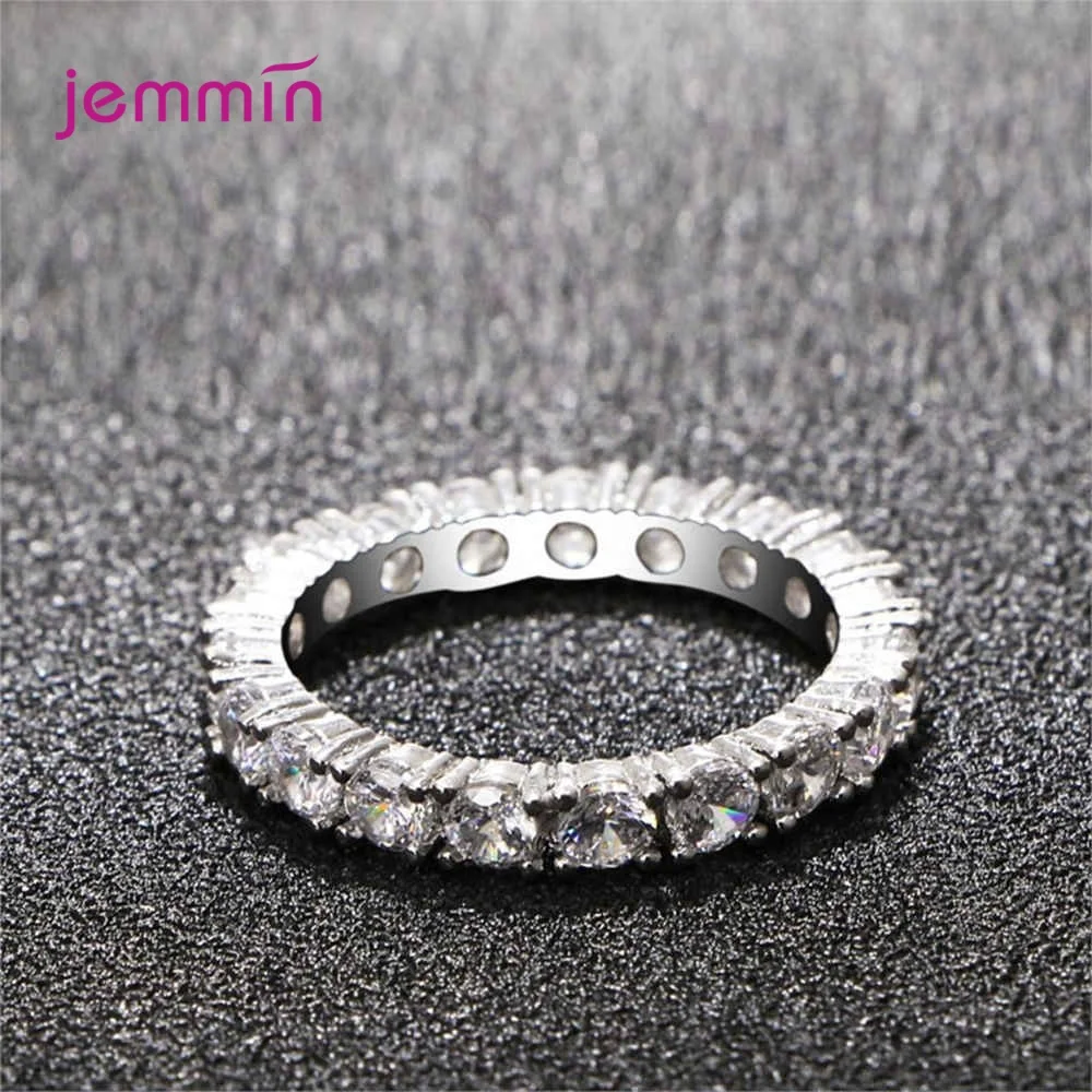 

Super Sparkling 925 Sterling Silver Full Cubic Zirconia Paved Round CZ Wedding Engagement Rings Jewelry For Women/Bridal