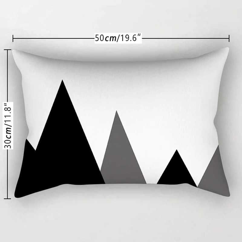 

1pcs black and white geometric peach skin pillowcase car sofa cushion cover waist pillow (pillow core not included) 30*50cm