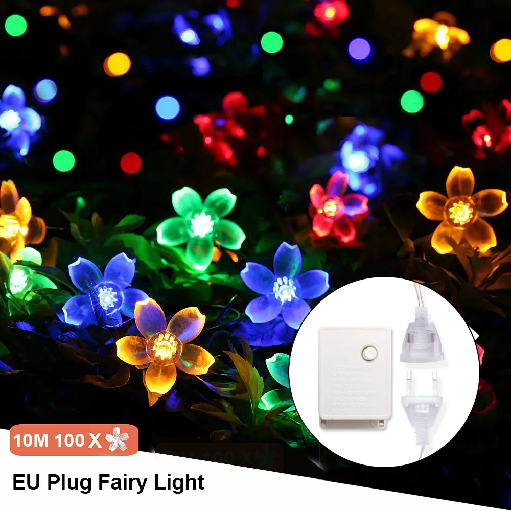 EU Multicolor 5 м 10 м USB Праздничная гирлянда уличная гирлянда светодиодный струнный свет водонепроницаемое садовое, Рождественское украшение, Цветочные Свадебные огни - Испускаемый цвет: EU Multicolor