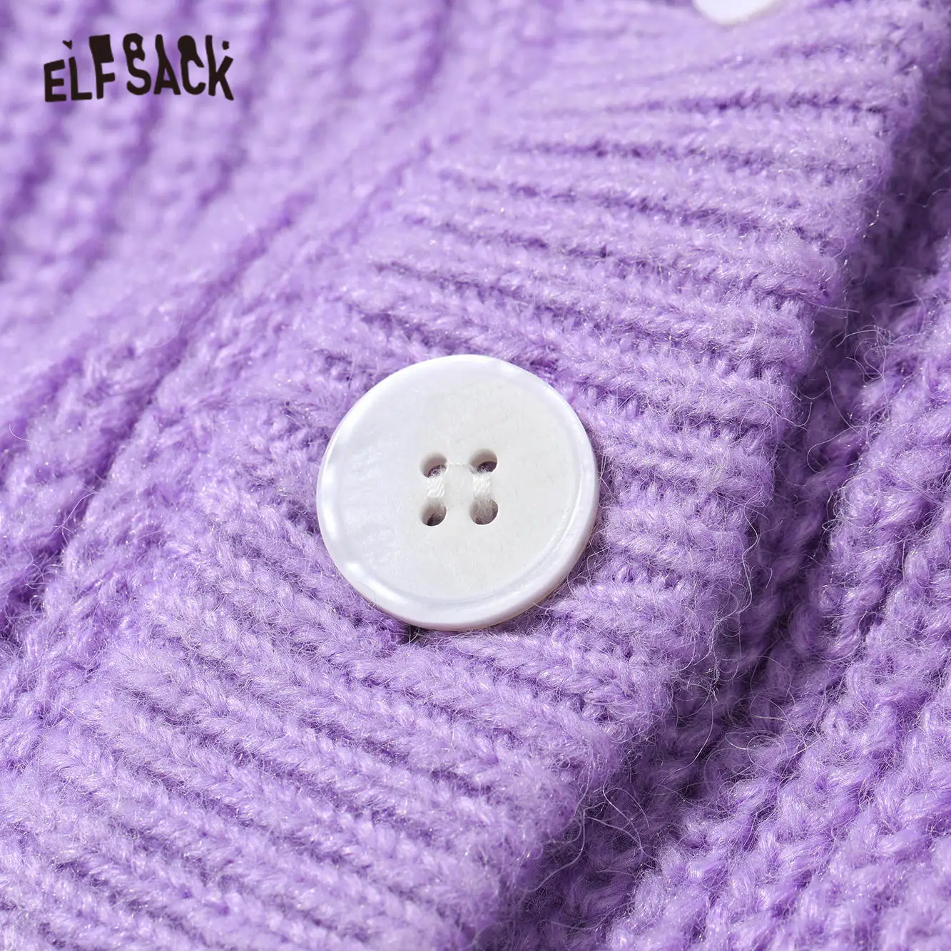 ELFSACK/фиолетовый вязаный Повседневный женский кардиган с вышивкой и блестками