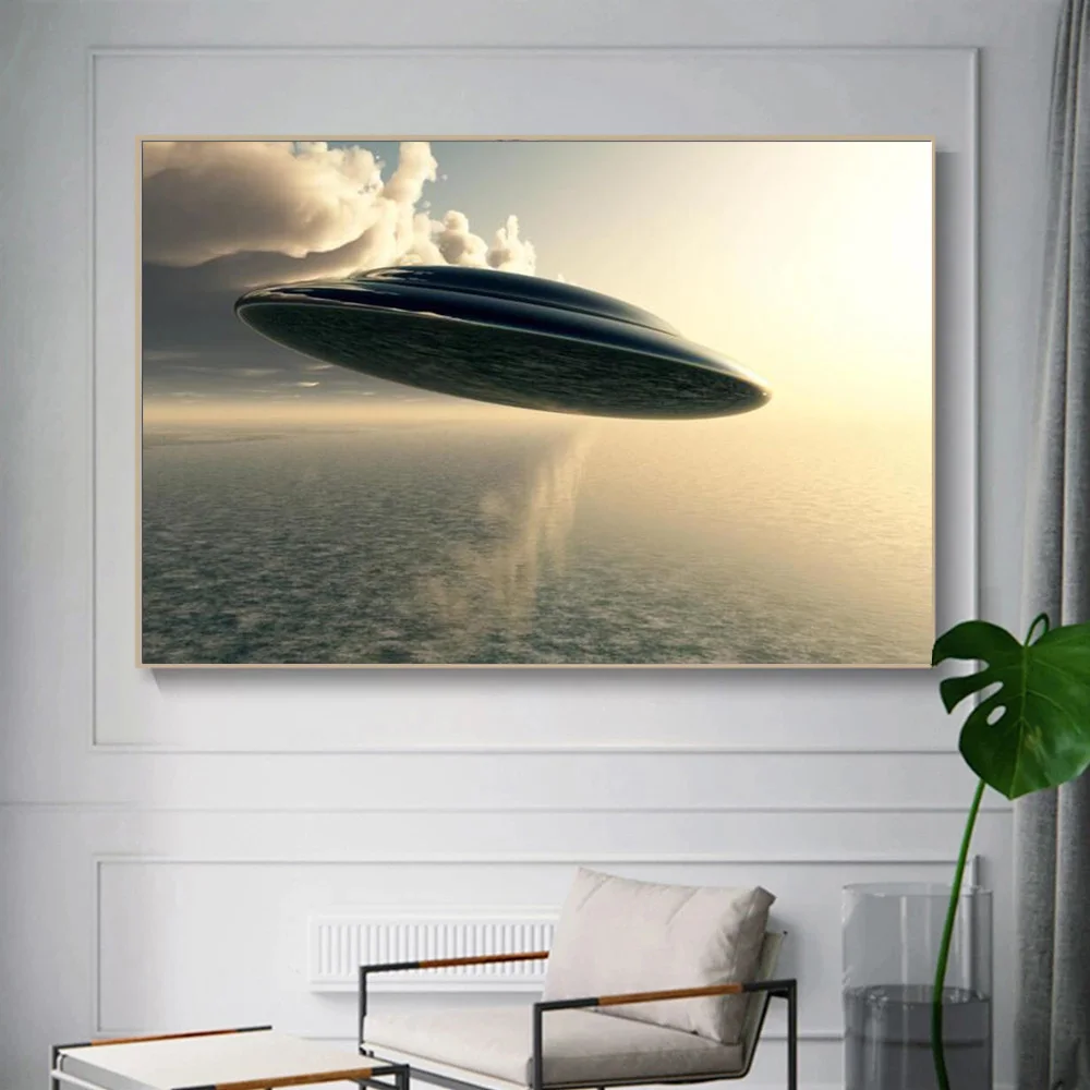 

НЛО, Инопланетянин, летающая тарелка, Картина на холсте, HD плакаты и принты, научная пленка, настенные картины для украшения гостиной