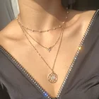 2021 Новое модное Простое жемчужное ожерелье в виде звезды подсолнуха, многослойное ожерелье, золотое женское металлическое ожерелье, ювелирные изделия, подарок