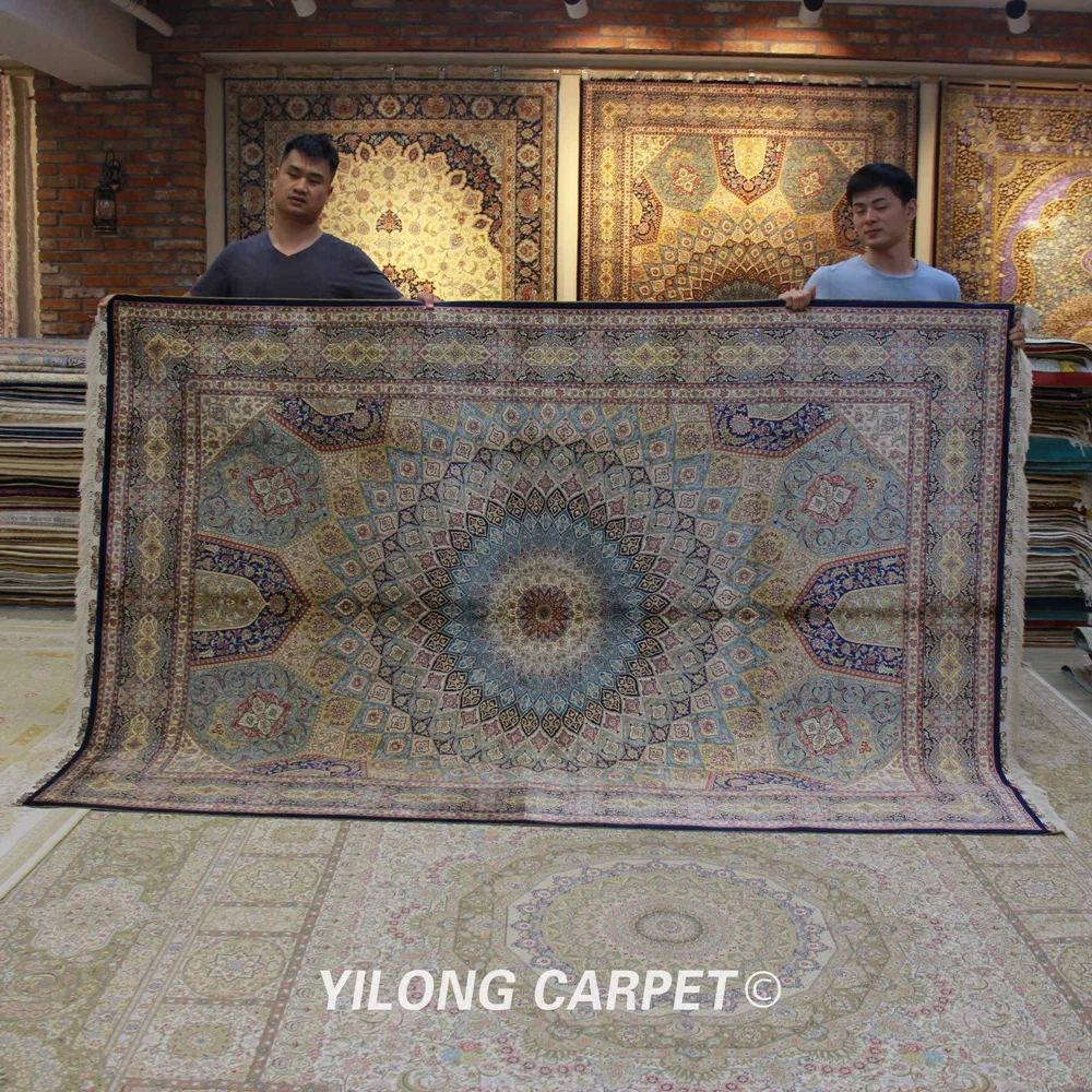 Yilong 6'x9' Handmade Persian Antique Carpets Oriental Medallion Turkish Silk Rug (ZQG328A) | Дом и сад