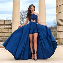 Vestido largo de fiesta de satén para mujer, prenda de fiesta con apliques, tren desmontable y Formal, personalizable (1)