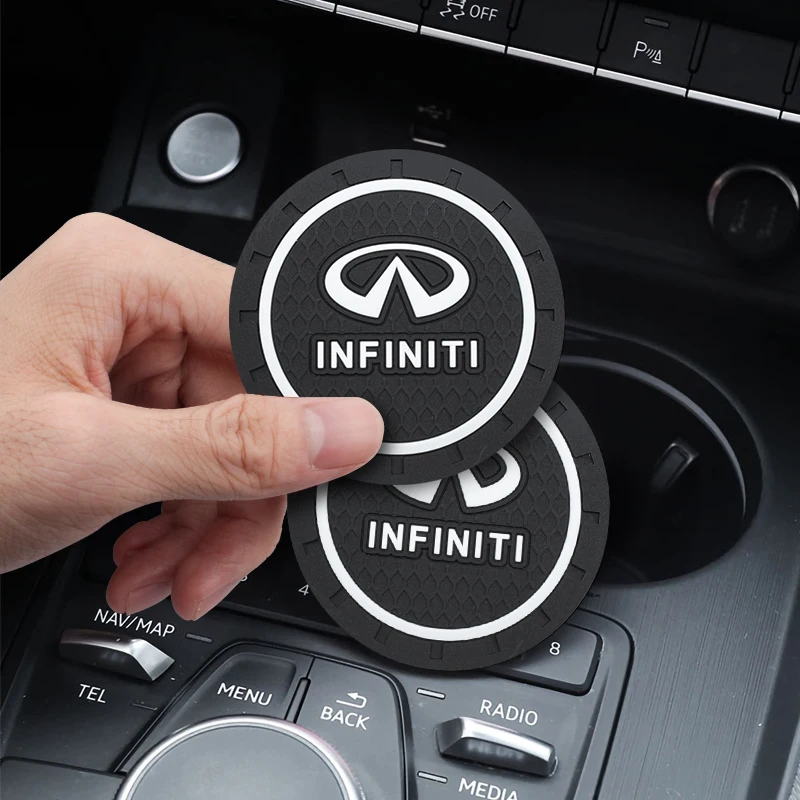 

1/2PC Car Water Cup Holder Coaster Non slip Pad Mat Car Styling For Infiniti FX35 Q50 Q30 ESQ QX50 QX60 QX70 EX JX35 G35 G37 EX3