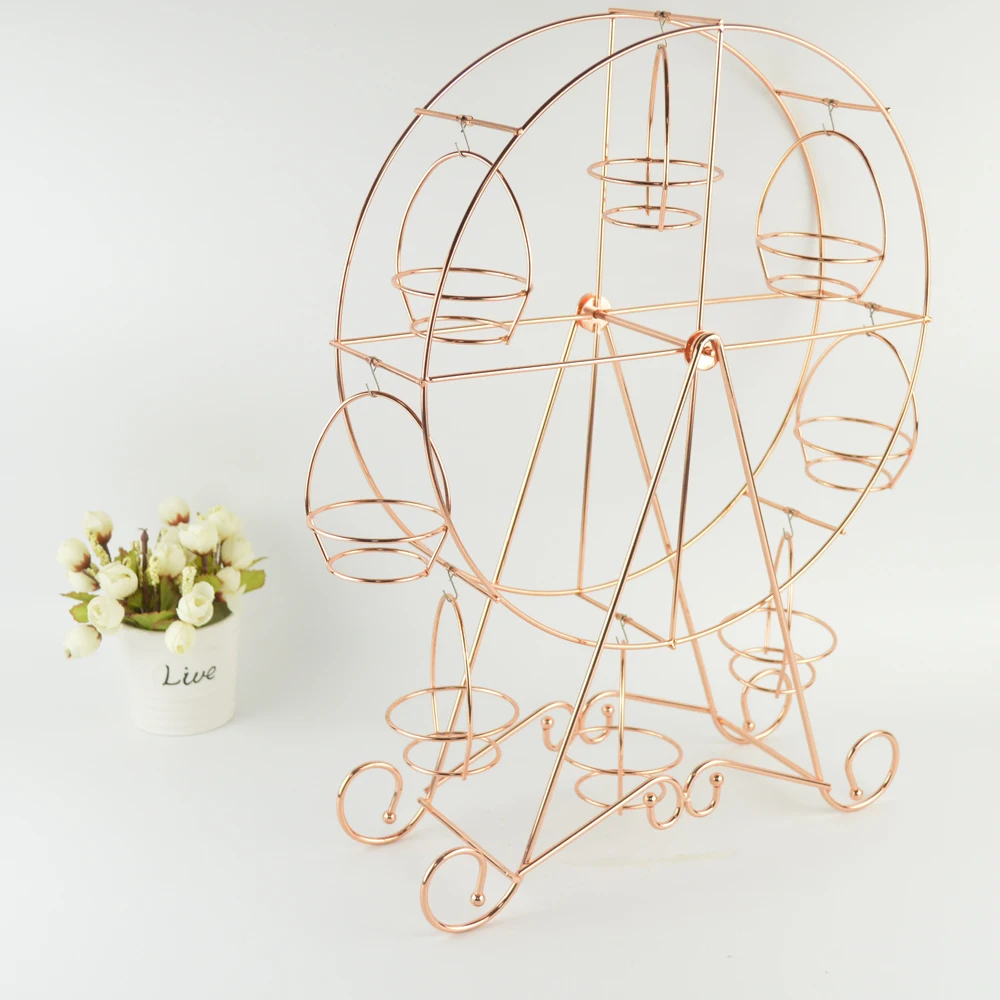 Розовое золото колесо обозрения стойка для закусок вечерние вращающиеся выпечки