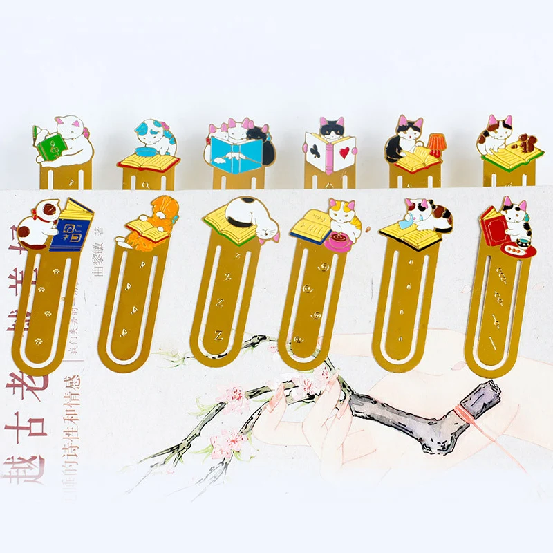 

Creative Cartoon Metal Animal Cat Bookmark Book Paperclip Kawaii Bookmark School Teacher Office Supplies Cute Stationery Gift