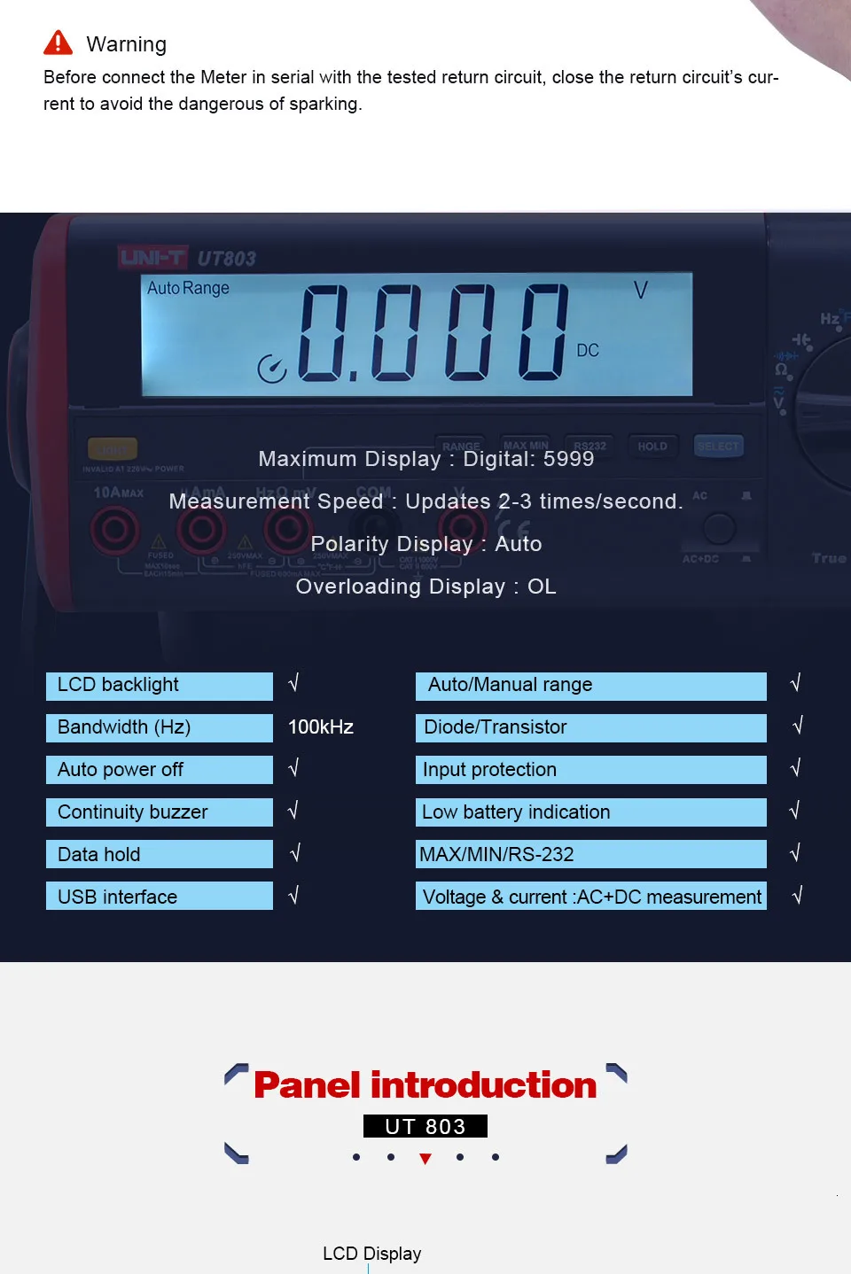 UNI-T UT801 UT802 UT803 Bechtop цифровой мультиметр AC DC Напряжение измеритель тока Сопротивление Емкость Частота Диод тестер