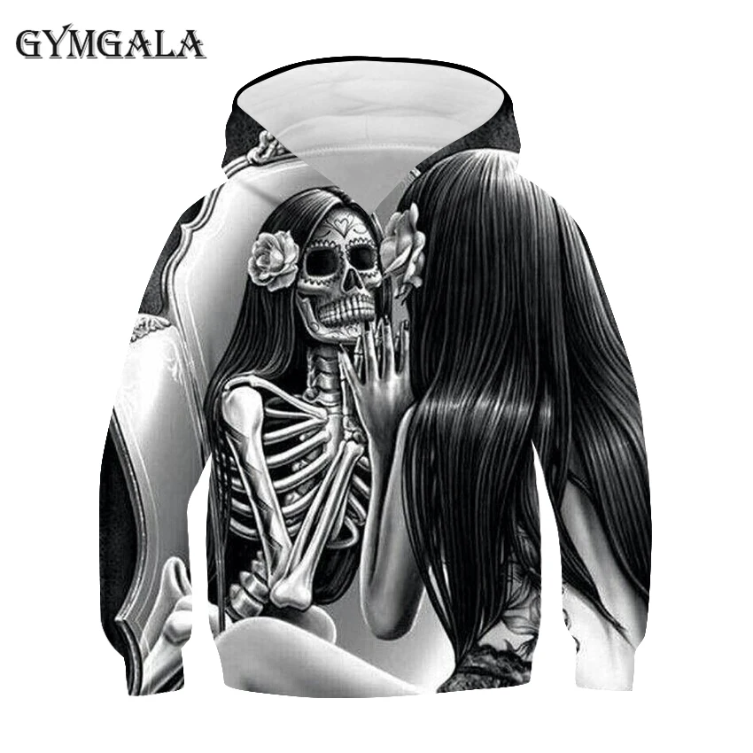 

Masked New 3D t shirt Woman Men Skull Hoodie Print Peking Opera Summer Tops Casual Tees Long Sleeve Streetwear Gothic Halloween