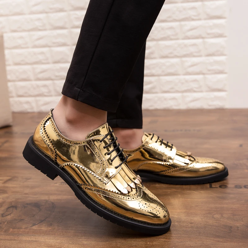 

Мужские модные яркие Туфли-оксфорды в стиле хип-хоп и панк из лакированной кожи