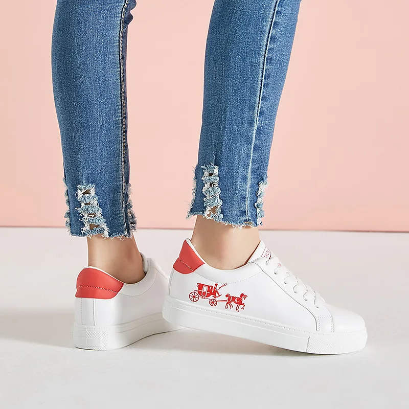 Женские кроссовки с принтом кареты классические для бега скейтбординга ST467