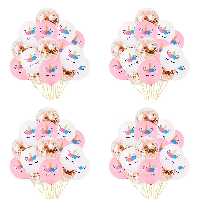 12pcs/lot 12 Inch Unicorn Balloon Rose Gold Confetti Baby Birthday Wedding Party Decoration Latex Supplies hot selling - купить по