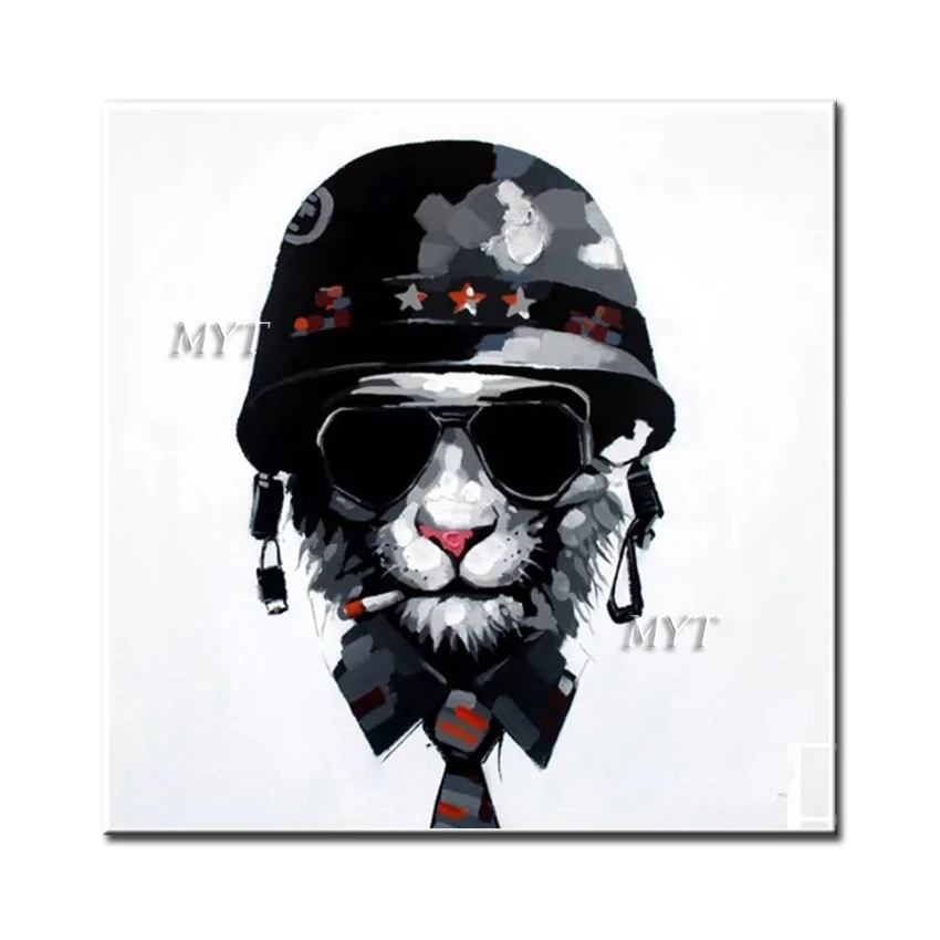 

Картина с изображением собаки Ручная роспись Картина маслом мультяшное изображение на холсте Настенный декор Художественная Картина на хо...