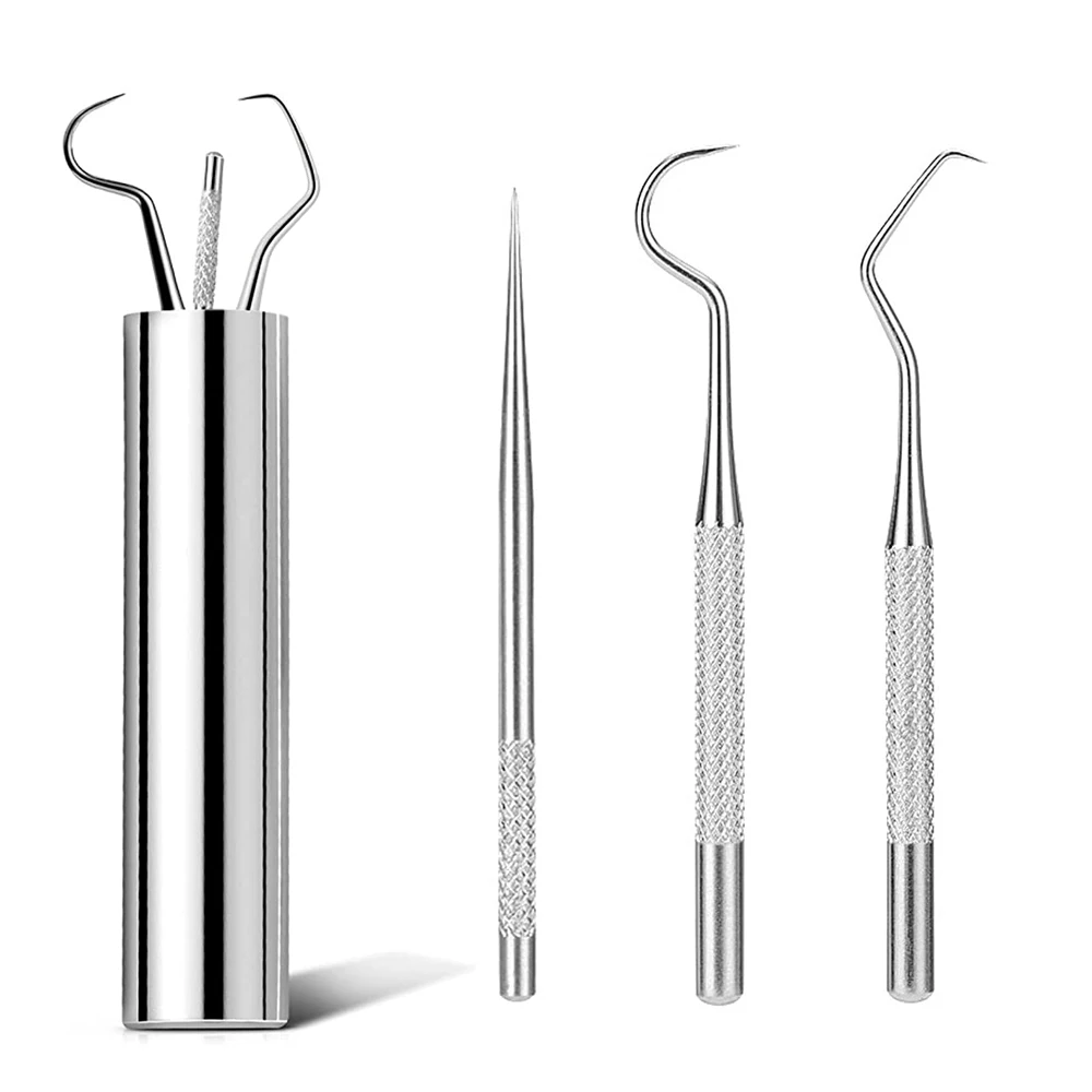 

ABMRO Stainless Steel Portable Toothpicks Travel Kits - 3pcs Waterproof Reusable Outdoor Camping Picnic Floss Tooth Toothpicks &