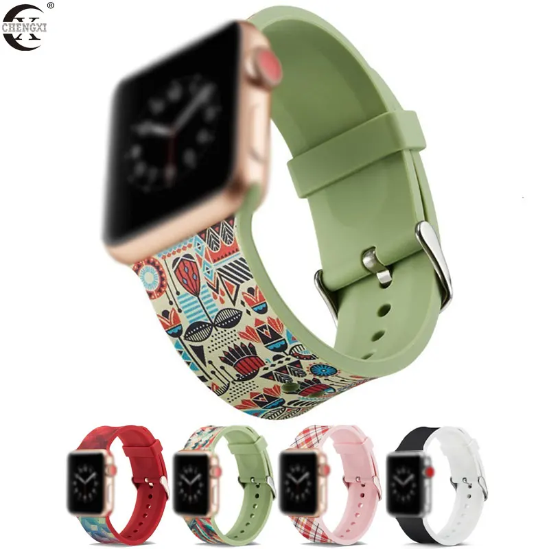 Силиконовый ремешок для Apple Watch 5 спортивный Простой Модный замена 38/42 мм iwatch 4 3 2 1 40