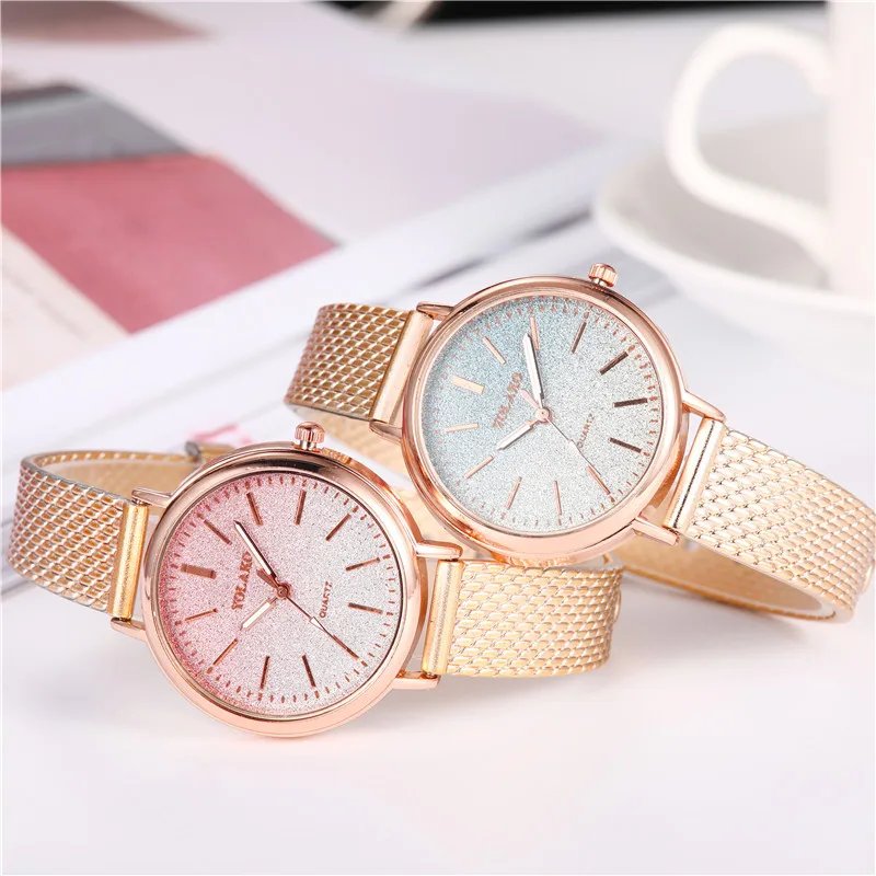 Новые женские роскошные часы с сетчатым тонким ремешком модные креативные