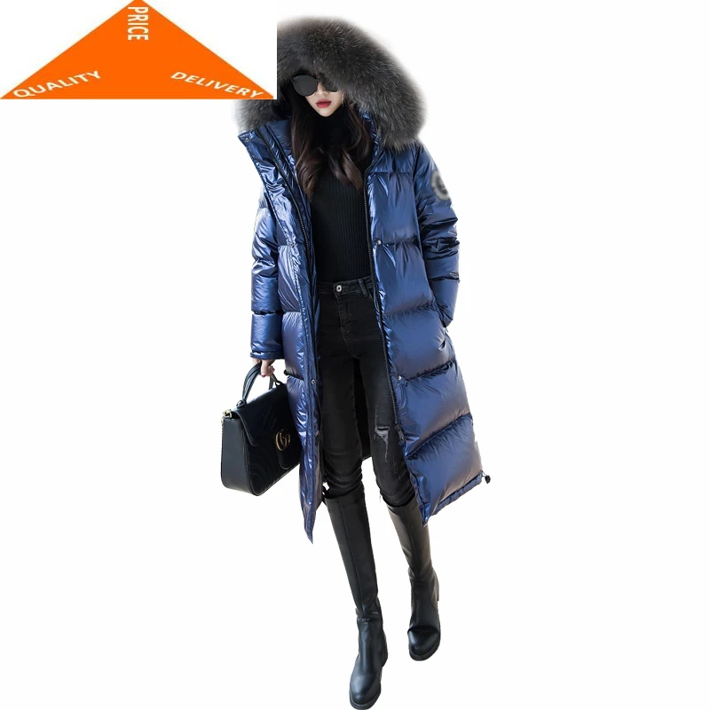 

Куртка женская зимняя 20% белая светильник в виде утки парка + большие пальто с меховым капюшоном длинная теплая Повседневная толстая верхня...
