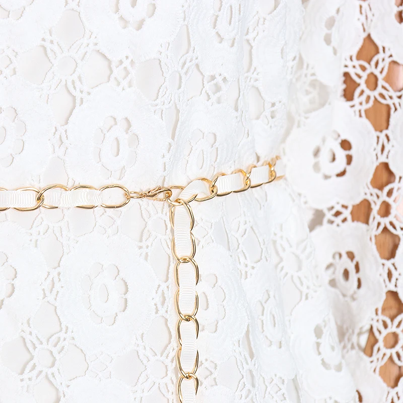 Женское кружевное платье TWOTWINSTYLE вечернее ажурное до щиколотки с длинным рукавом