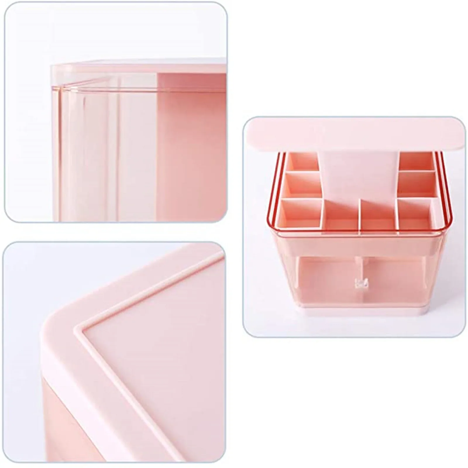 

Makeup Organizer Press Lift Lipstick Storage Box Pink Transparent Lip Glaze Storage Bucket Dressing Table Jewelry Makeup Drawer
