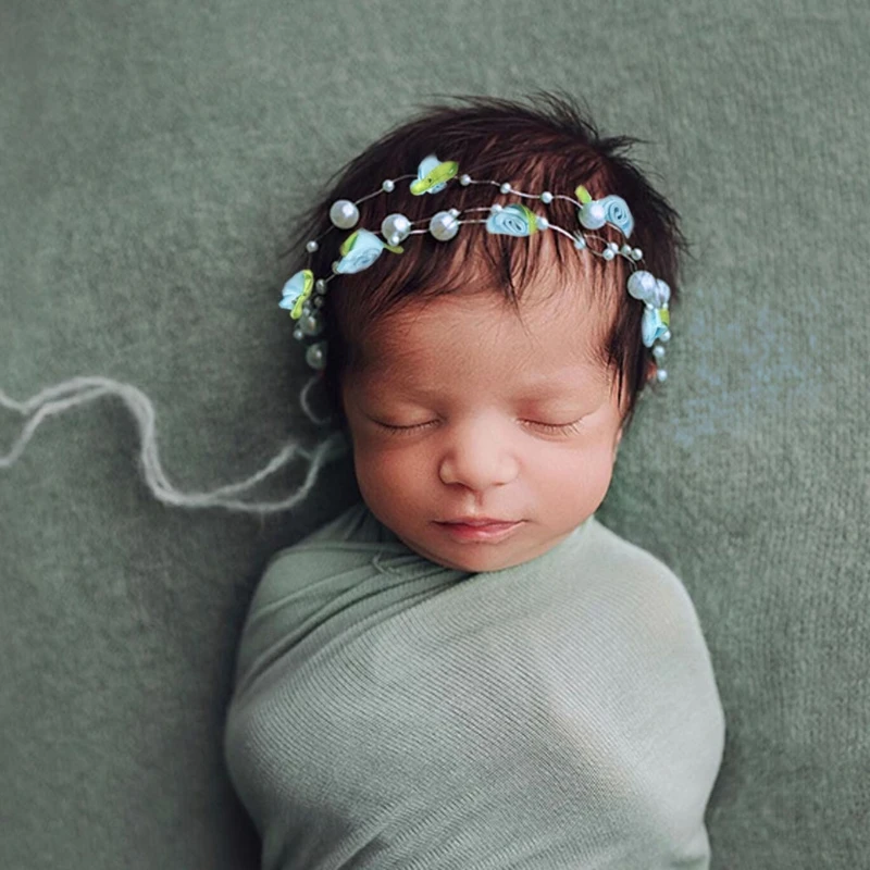 

Baby Photography headwear Flower Pearl Headband Princess infant Hair Accessories Newborn Photo Shooting Props Hair Band Strap